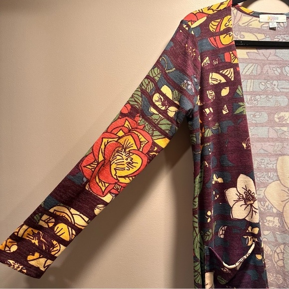 LulaRoe Sarah Long Sleeve Ankle Cardigan Cozy Slightly Thick Floral Boho M 10-12 - Picture 6 of 16